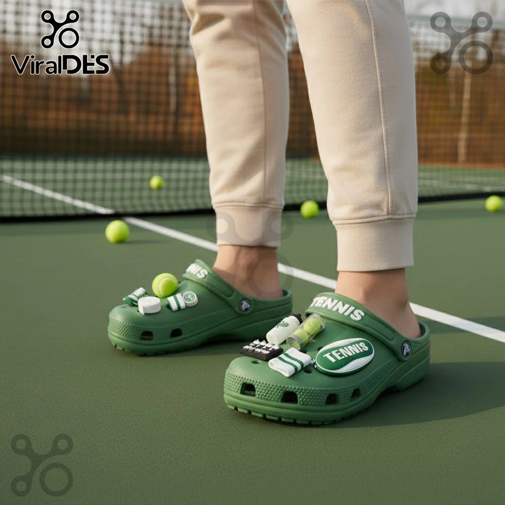 Tennis Premium Crocs Clogs With Charms