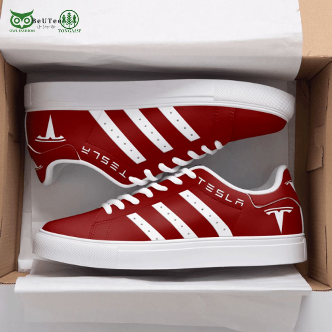 Tesla 3D Over Printed White Red Stan Smith Shoes