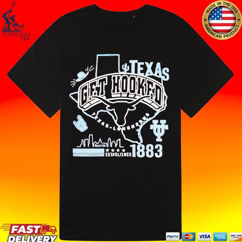 Texas Longhorns Merch Get Hooked All Over Logos T-shirt