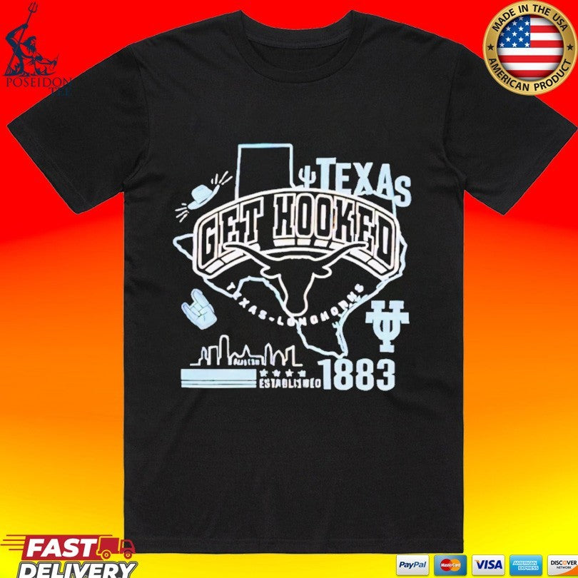 Texas Longhorns Merch Get Hooked All Over Logos T-shirt