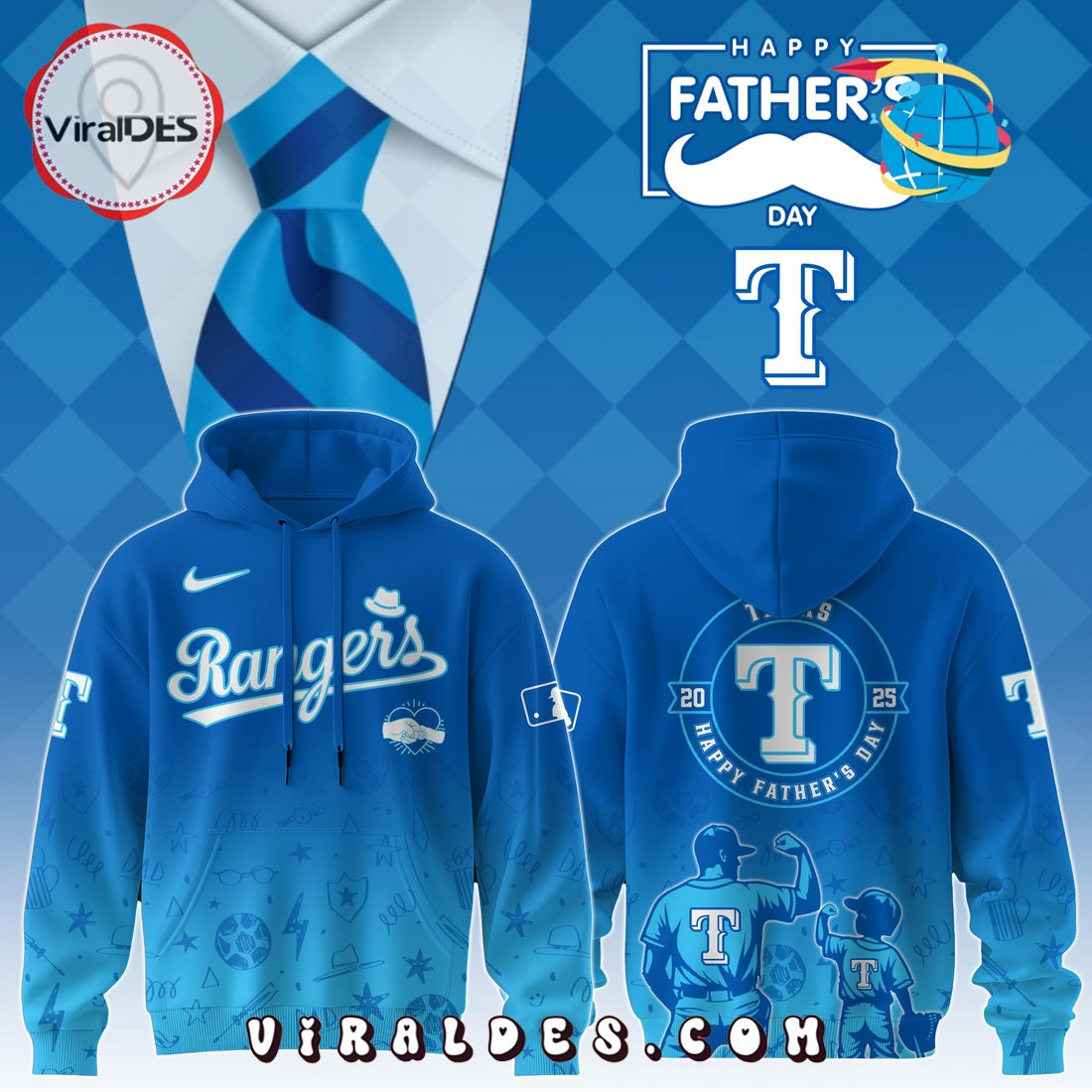 Texas Rangers 2025 Father’s Day Hoodie, Long Pants