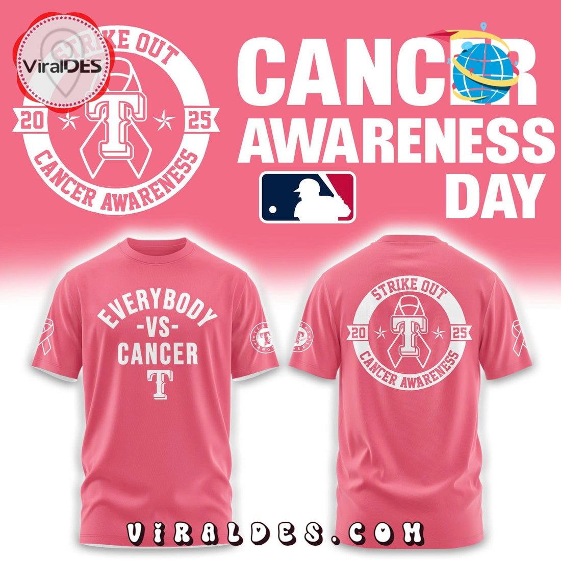 Texas Rangers Everybody vs Cancer 2025 Hoodie