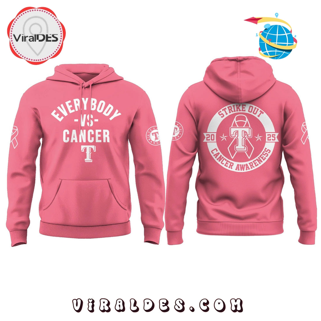 Texas Rangers Everybody vs Cancer 2025 Hoodie