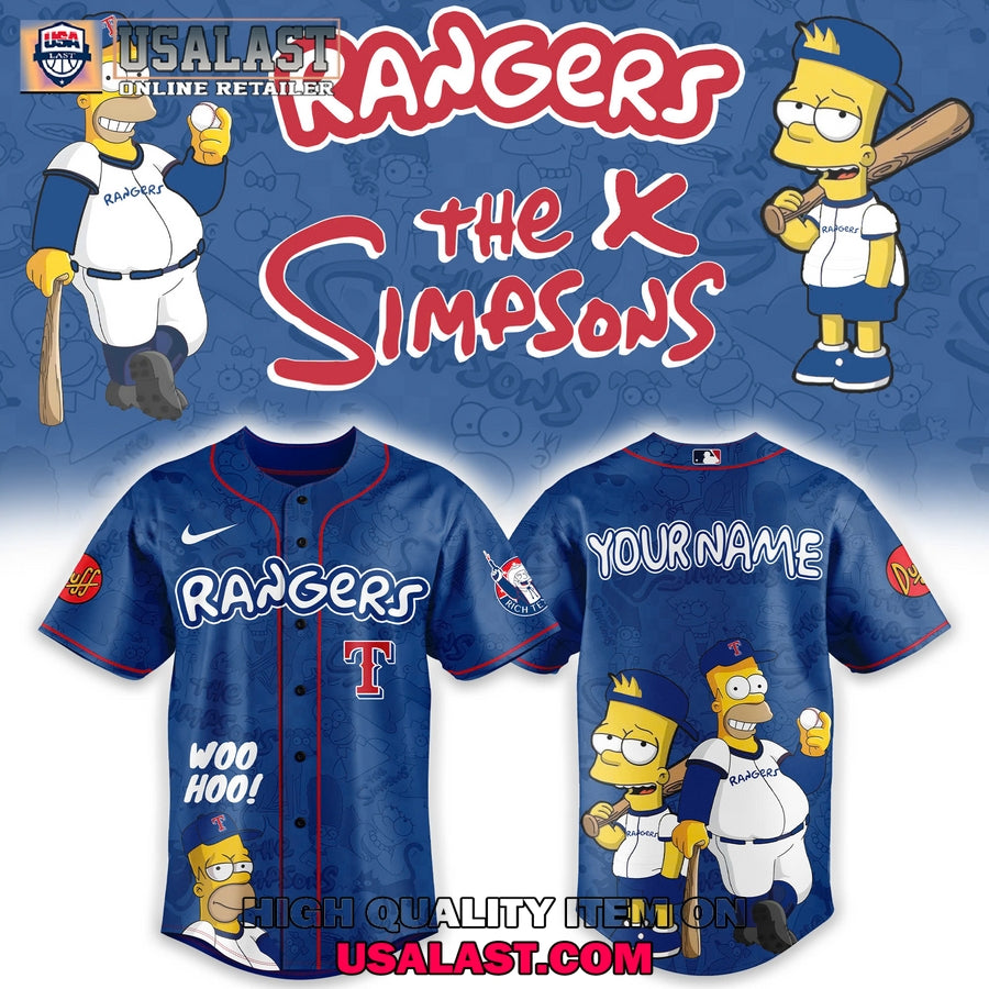 Texas Rangers Mix The Simpsons Heritage Custom Baseball Jersey