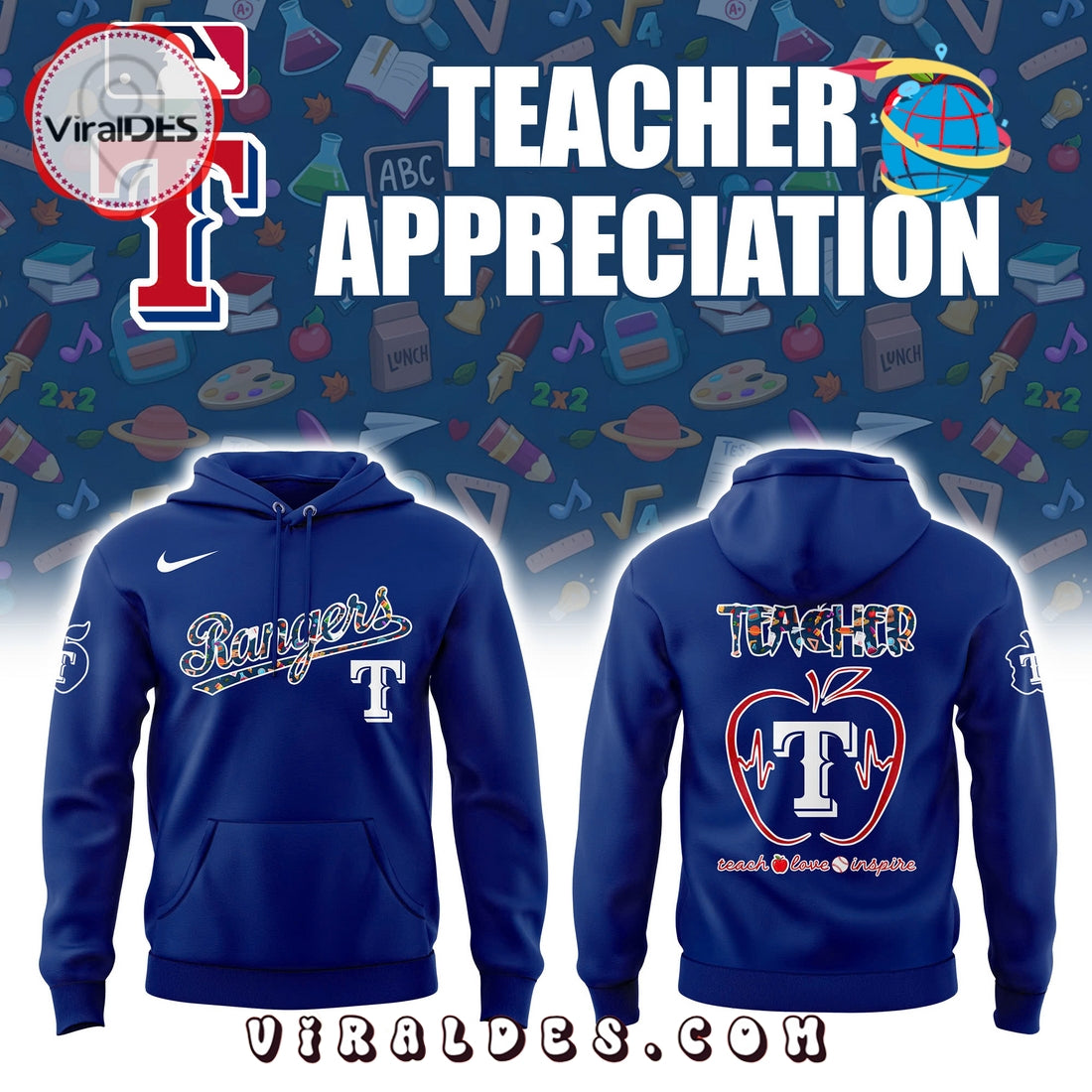 Texas Rangers MLB Teacher Night Hoodie, Long Pants