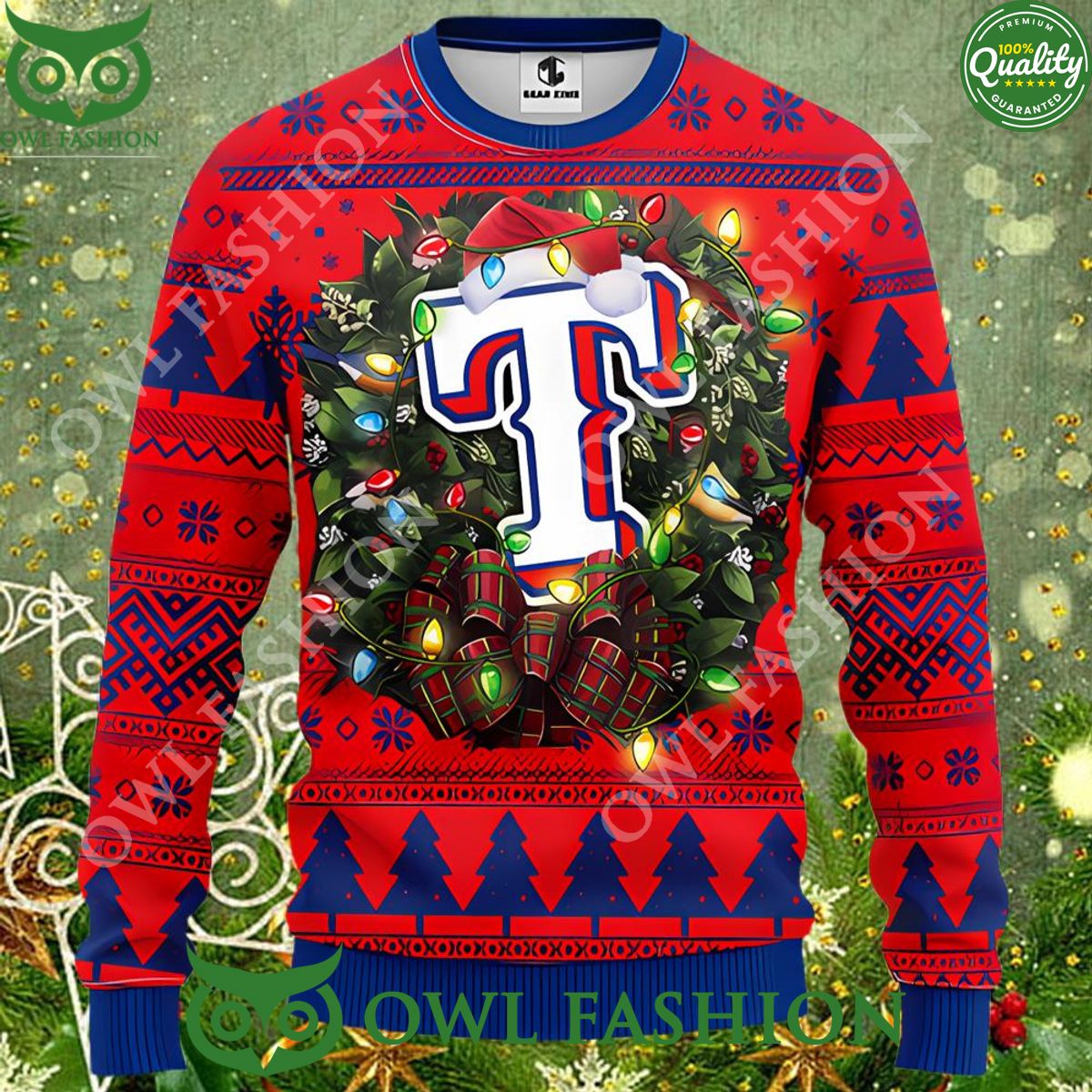 Texas Rangers Ugly Christmas Sweater Jumper Fan Gift