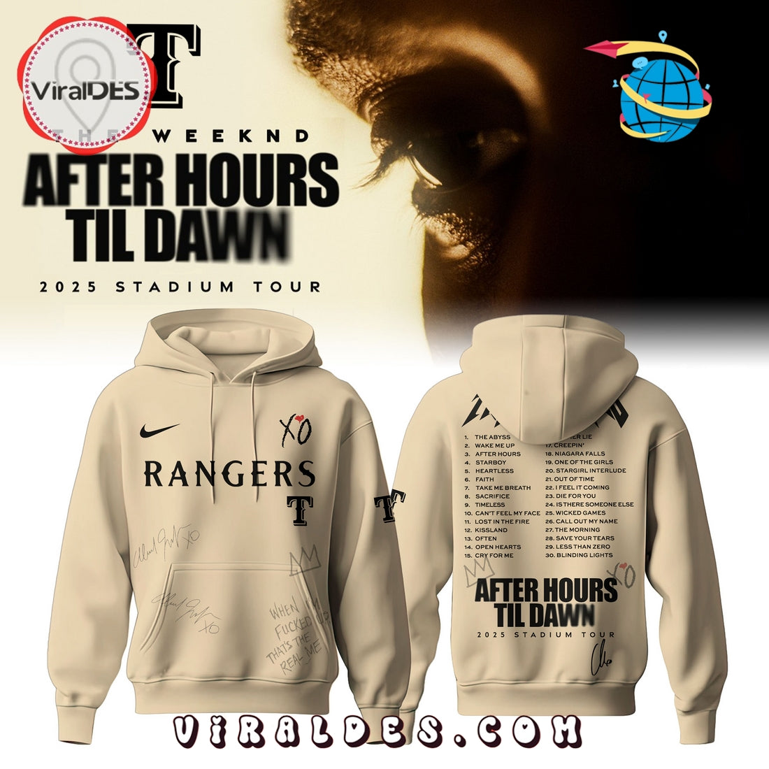 Texas Rangers x The Weeknd After Hours Til Dawn 2025 Hoodie