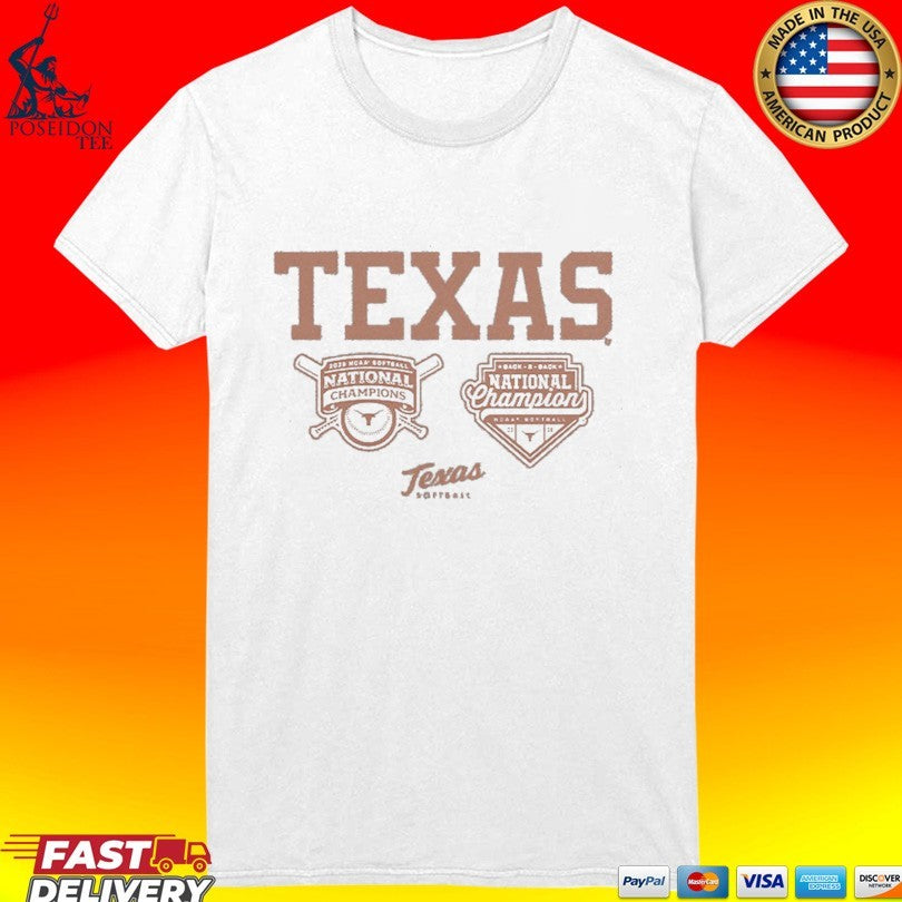 Texas Softball Back-to-back Champions Logos T-shirt