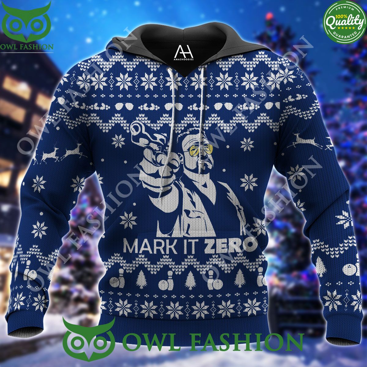 The Big Lebowski Make It Zero Blue Premium Ugly Sweater
