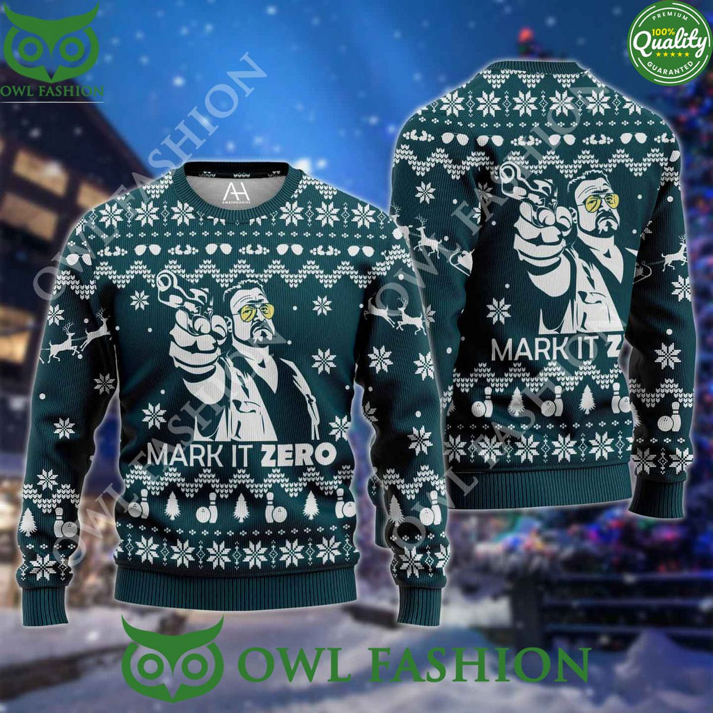 The Big Lebowski Make It Zero Cyan Premium Ugly Sweater