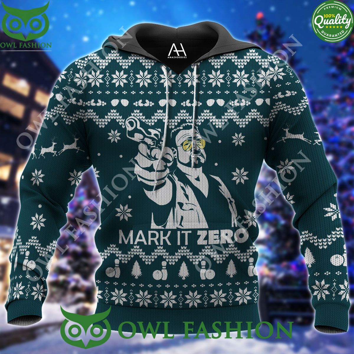 The Big Lebowski Make It Zero Cyan Premium Ugly Sweater
