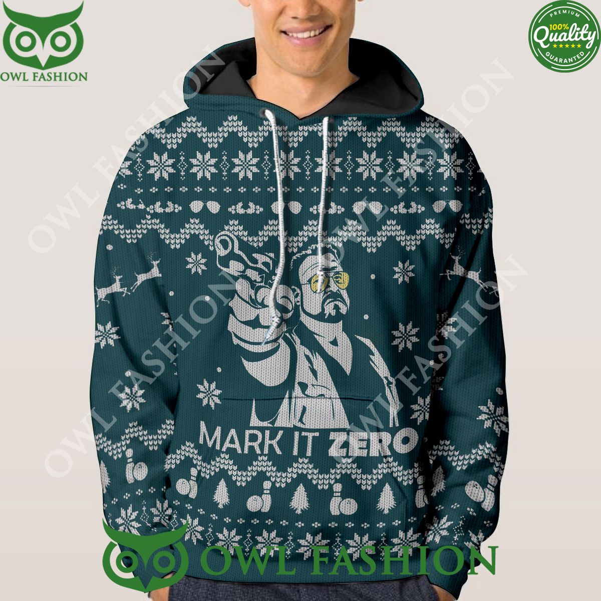 The Big Lebowski Make It Zero Cyan Premium Ugly Sweater