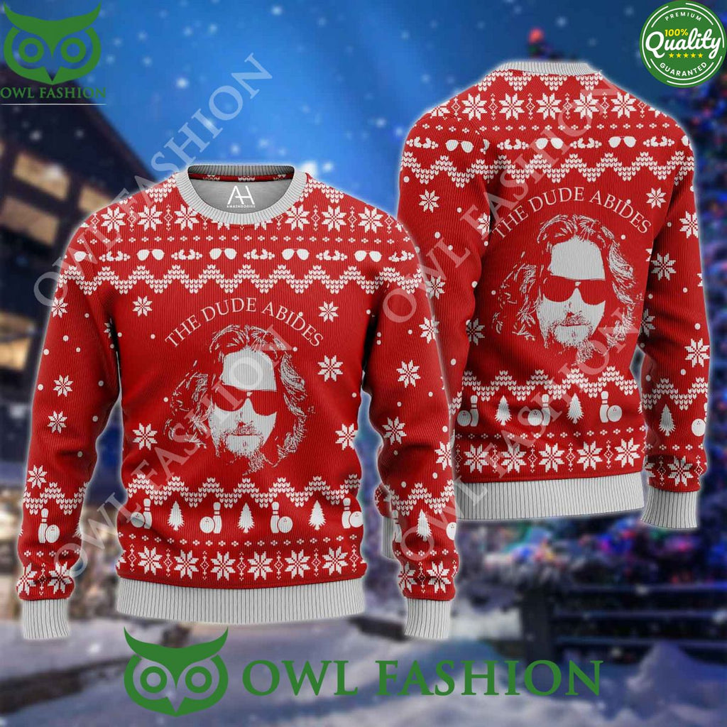 The Big Lebowski The Dude Abides Premium Ugly Sweater