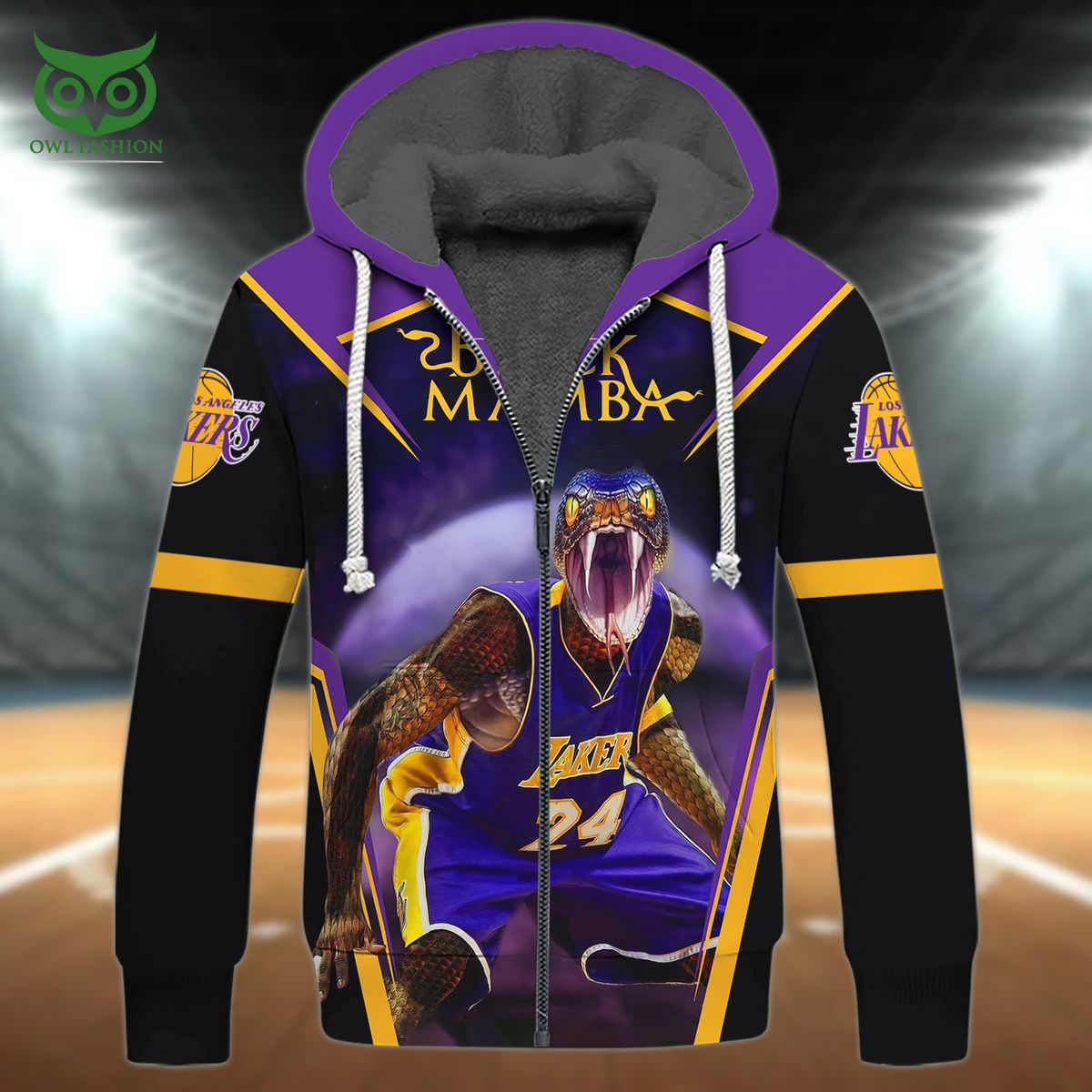 The Black Mamba Kobe Bryant Los Angeles Lakers 3D TShirt Zip Hoodie