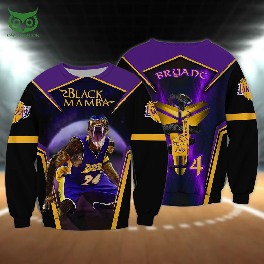 The Black Mamba Kobe Bryant Los Angeles Lakers 3D TShirt Zip Hoodie