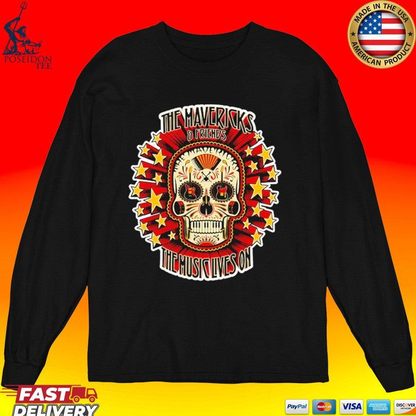 The Mavericks And Friends The Music Lives On Sugar Skull Guitar T-shirt