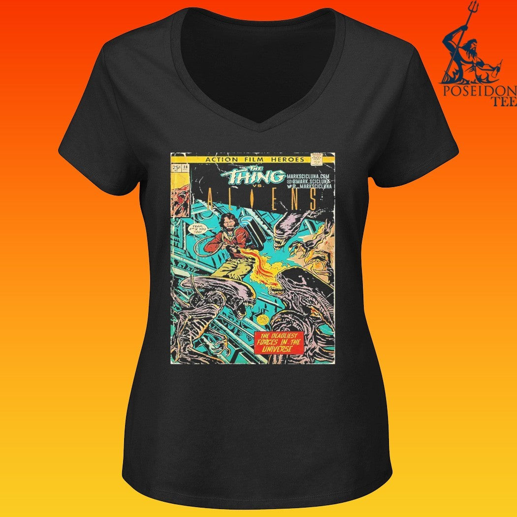 The Thing vs Aliens MacReady Comic T-shirt