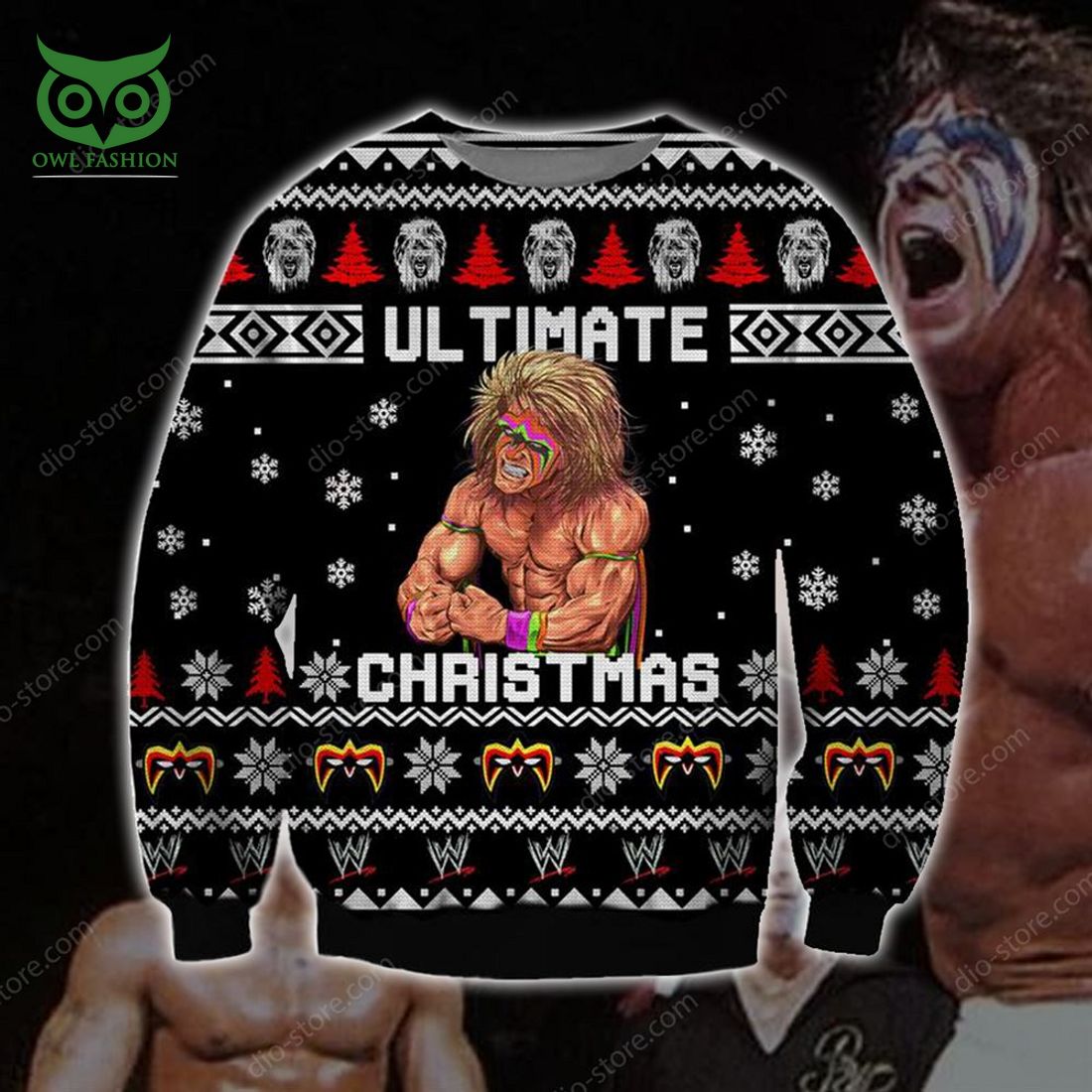 The Ultimate Warrior Knitting Pattern 3d Print Ugly Christmas Sweater Sweatshirt Christmas