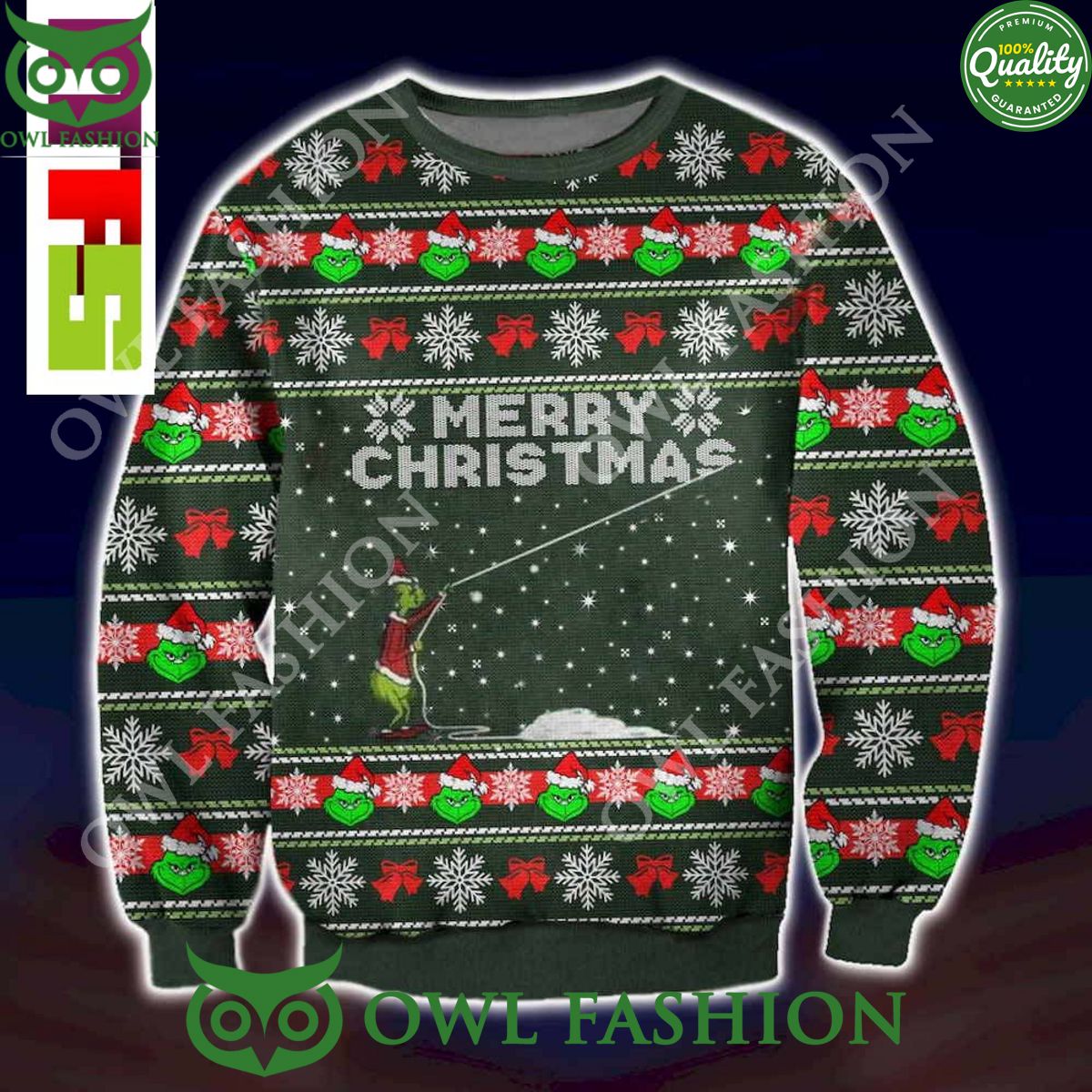 The Vintage Grinch Pulling Wool From Christmas Ugly Sweater 2023