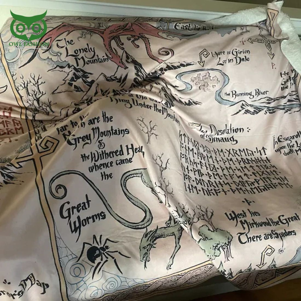 Thorin’s map and Bilbo Baggins Sherpa Fleece Blanket