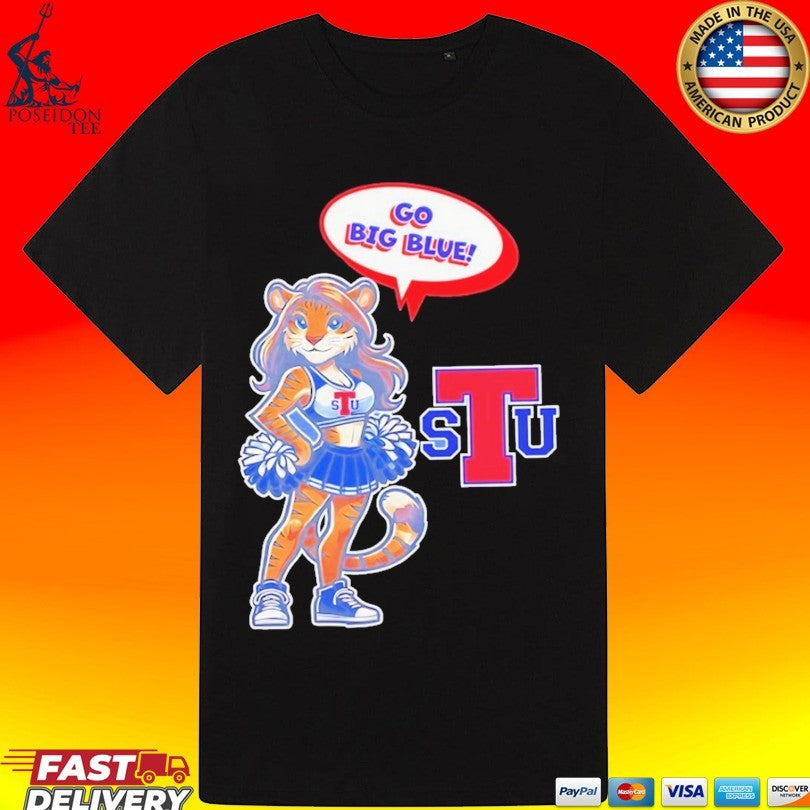 Tiger Cheerleader Go Big Blue Louisiana Tech Bulldogs T-shirt