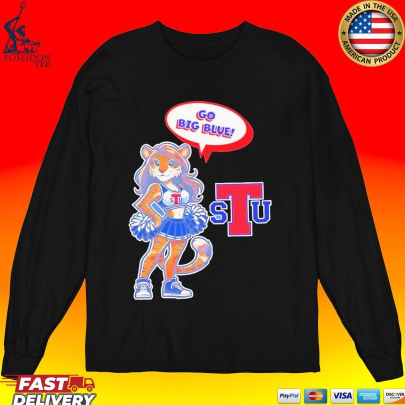 Tiger Cheerleader Go Big Blue Louisiana Tech Bulldogs T-shirt