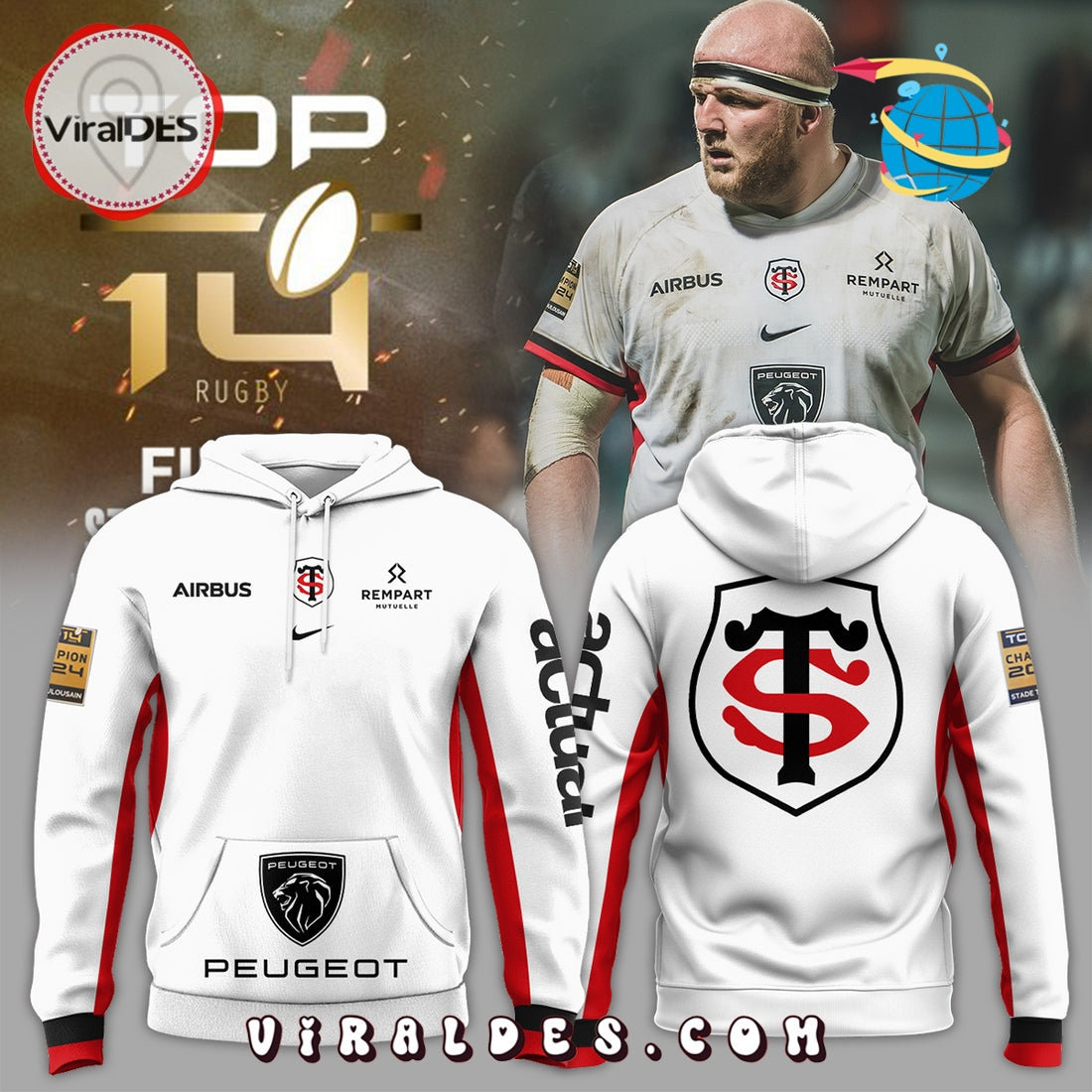 14 Rugby Stade Toulousain 2025 Champions Hoodie