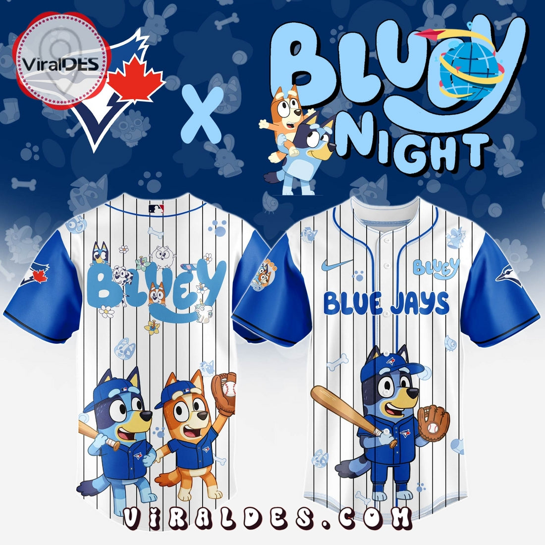 Toronto Blue Jays MLB Bluey And Bingo 2025 Baseball Jersey