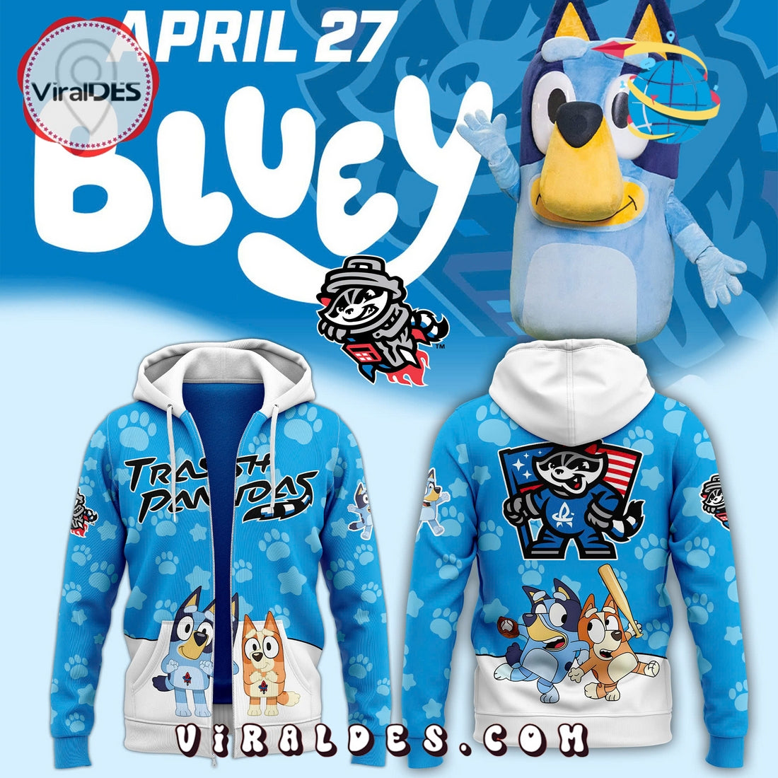 Trash Pandas x Bluey Night Zip Hoodie, Long Pants
