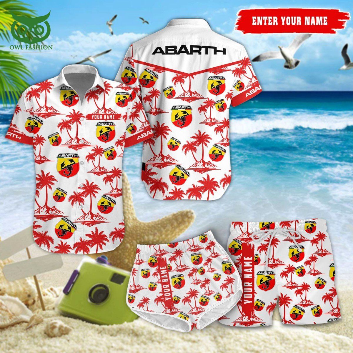 Trending Abarth Brand Personalized Hawaiian Shirt Shorts