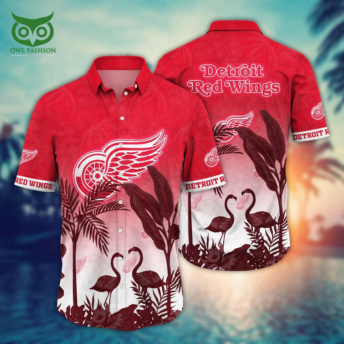 Trending NHL Detroit Red Wings Floral Flower Hawaiian Shirt