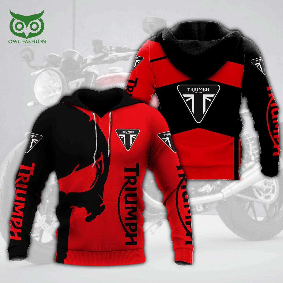 Triumph Motorcycles Black and Red Logo 3D Shirt