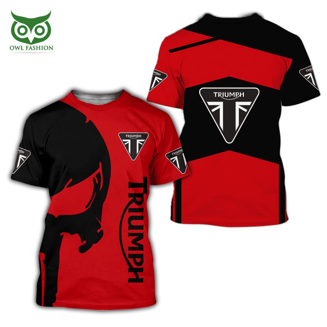 Triumph Motorcycles Black and Red Logo 3D Shirt