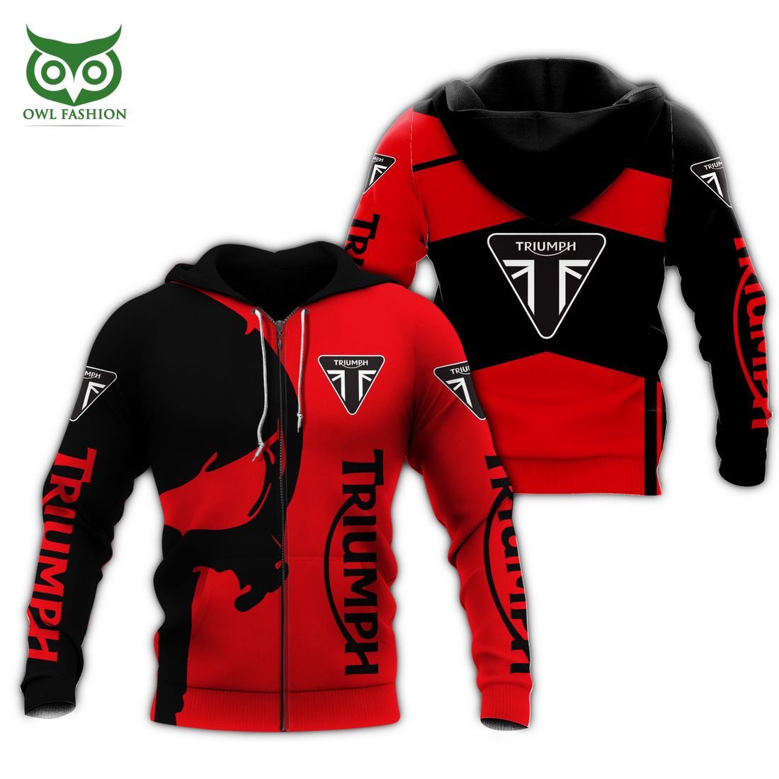 Triumph Motorcycles Black and Red Logo 3D Shirt