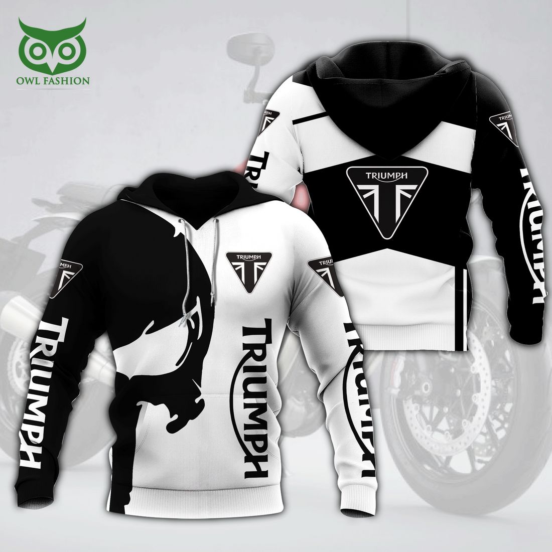 Triumph Motorcycles Black and White Logo 3D Shirt