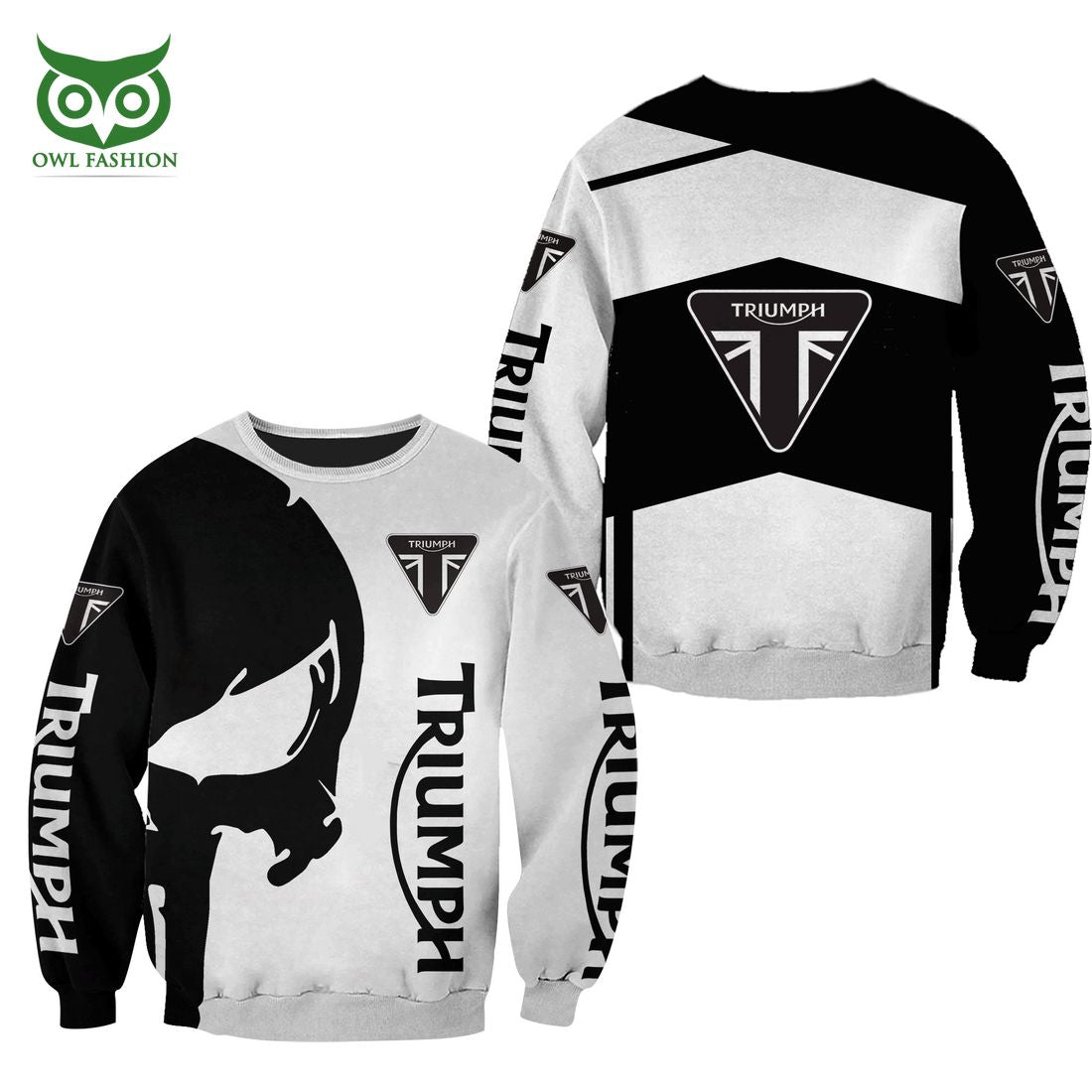 Triumph Motorcycles Black and White Logo 3D Shirt