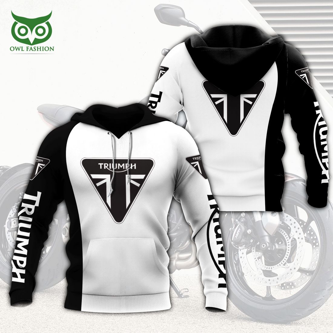 Triumph Motorcycles White and Black 3D Shirt