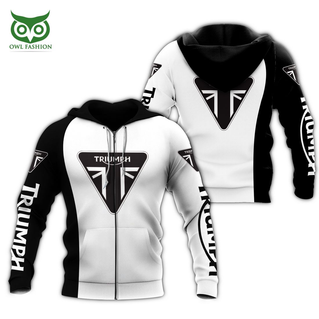 Triumph Motorcycles White and Black 3D Shirt
