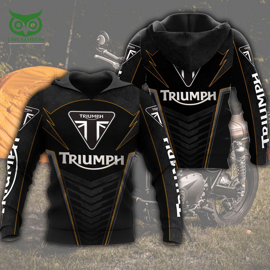 Triumph Motorcycles Yellow Line Black 3D Shirt