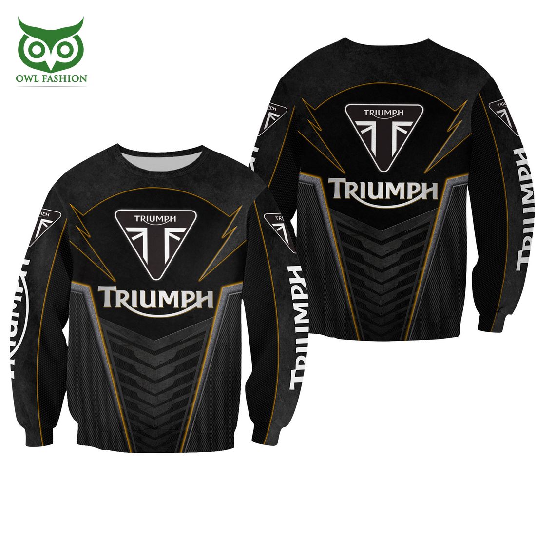 Triumph Motorcycles Yellow Line Black 3D Shirt
