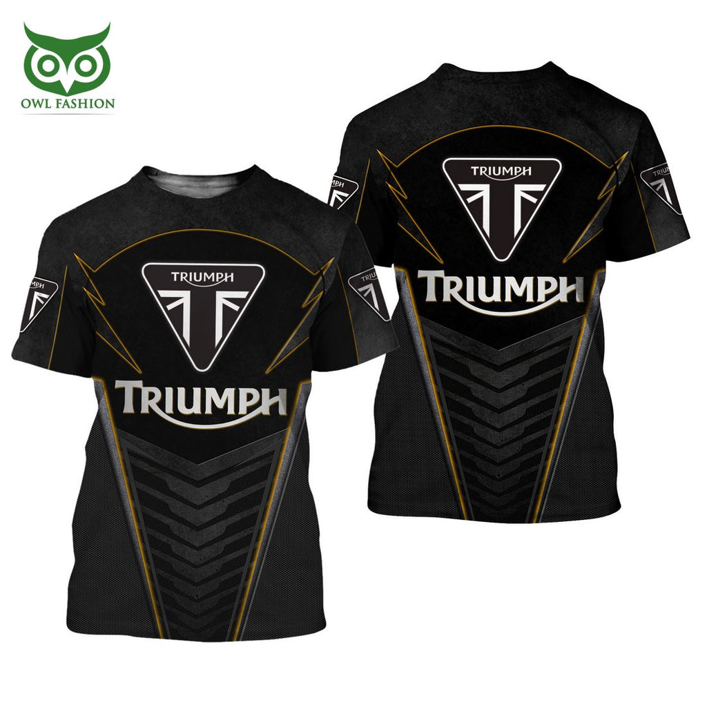 Triumph Motorcycles Yellow Line Black 3D Shirt