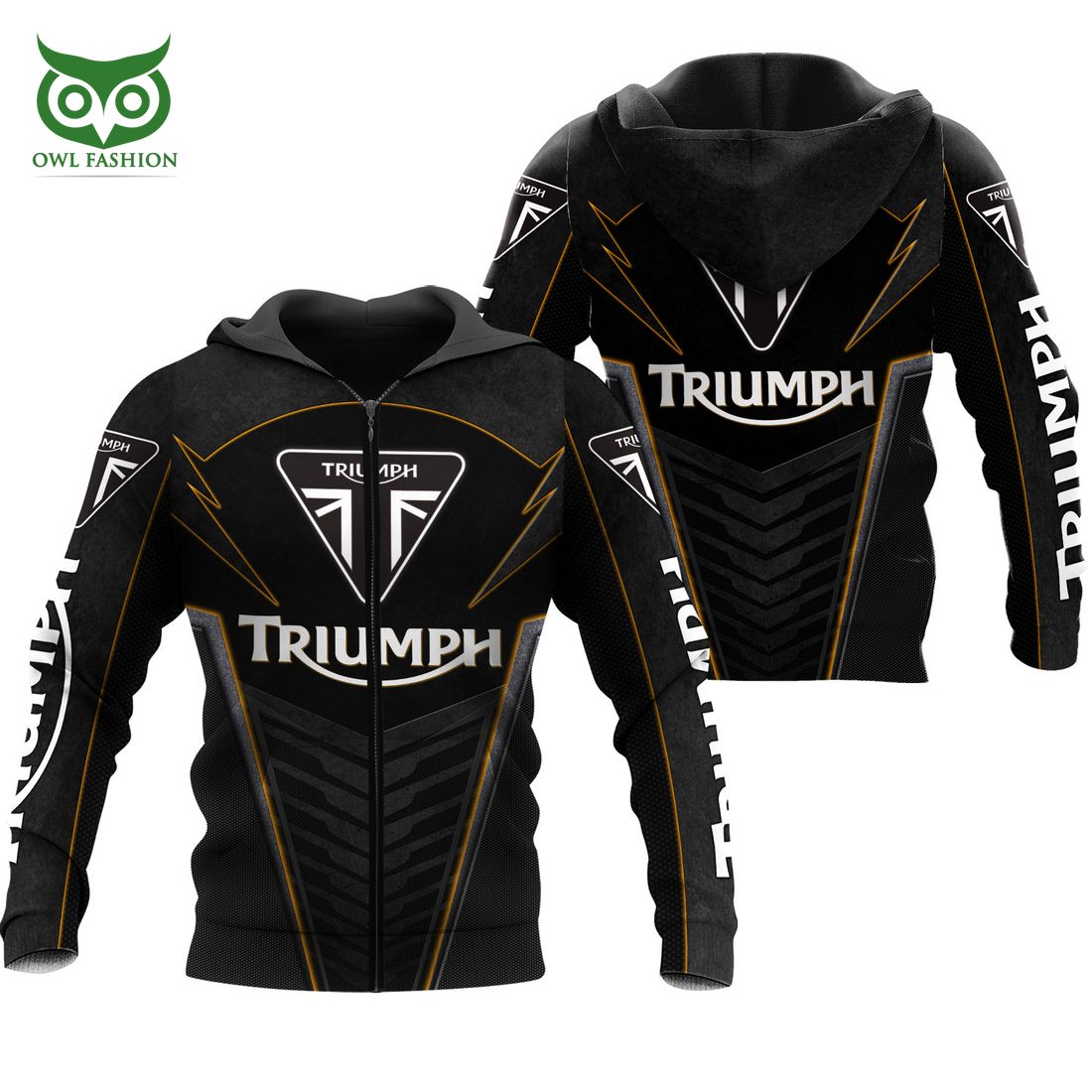 Triumph Motorcycles Yellow Line Black 3D Shirt