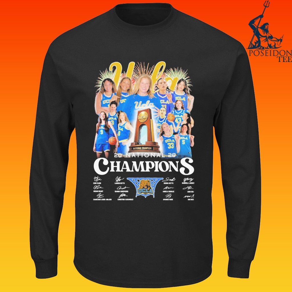 UCLA Bruins 2026 NCAA WBB National Champions Trophy Signatures Team T-shirt