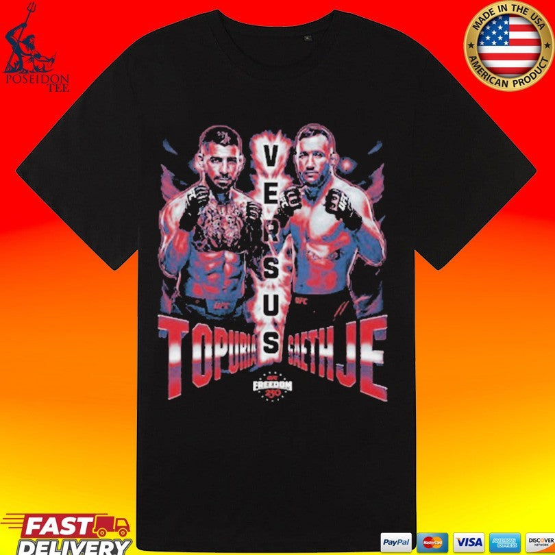 Ufc Freedom 250 Ilia Topuria Vs. Justin Gaethje Matchup Wht T-shirt
