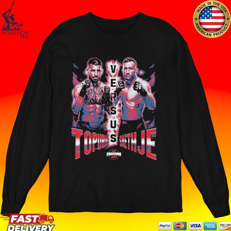 Ufc Freedom 250 Ilia Topuria Vs. Justin Gaethje Matchup Wht T-shirt