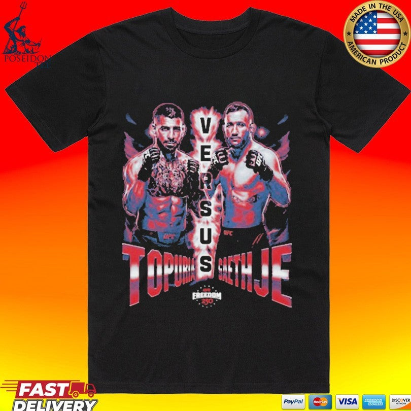 Ufc Freedom 250 Ilia Topuria Vs. Justin Gaethje Matchup Wht T-shirt