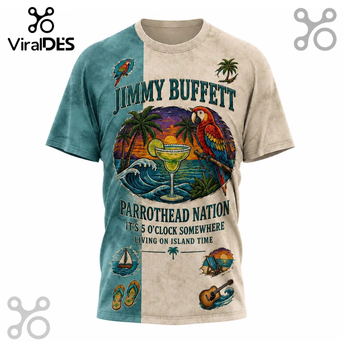 Jimmy Buffett Parrothead Nation Fins Up Gift for Men T-Shirt