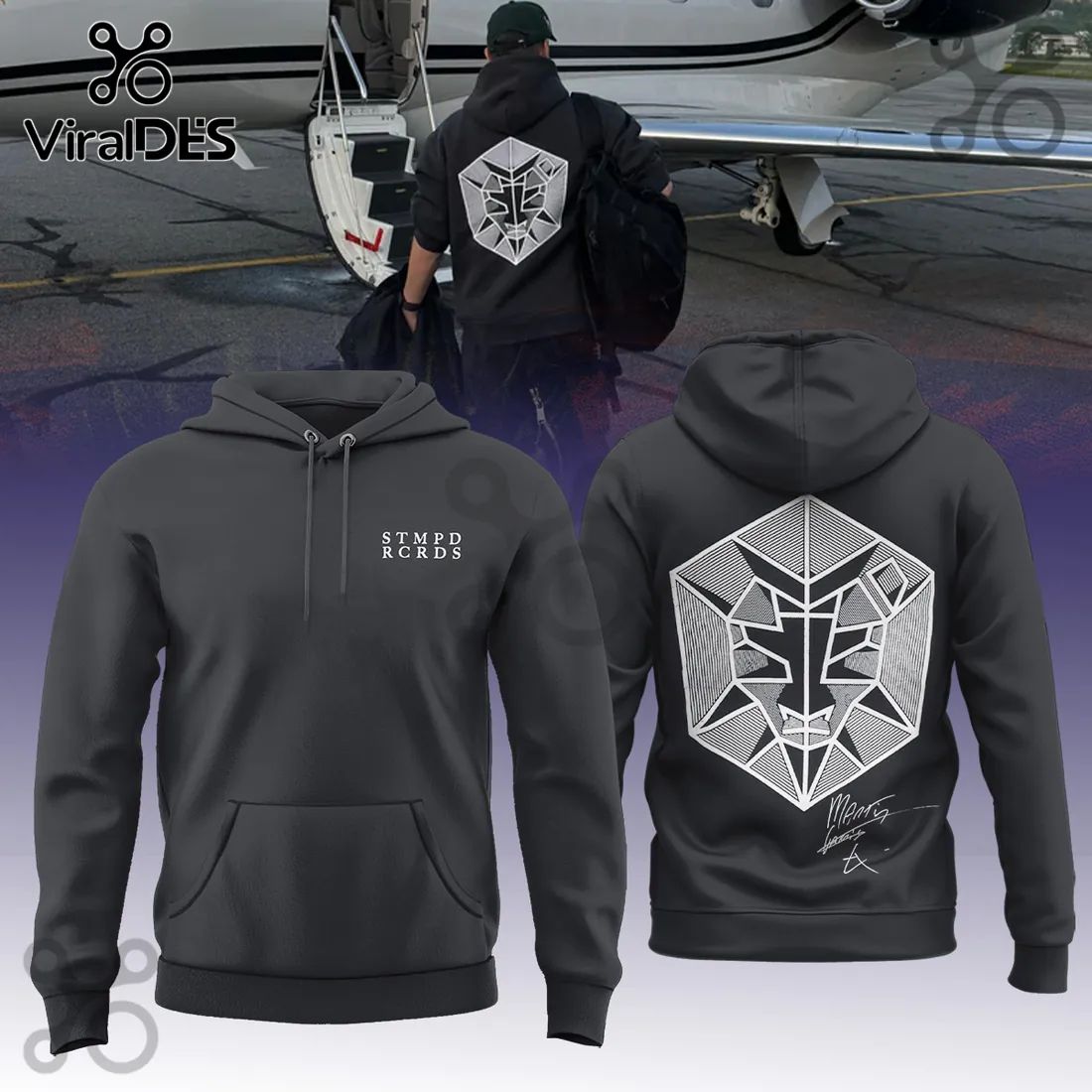 Martin Garrix STMPD RCRDS Geometric Lion Signatures Hoodie