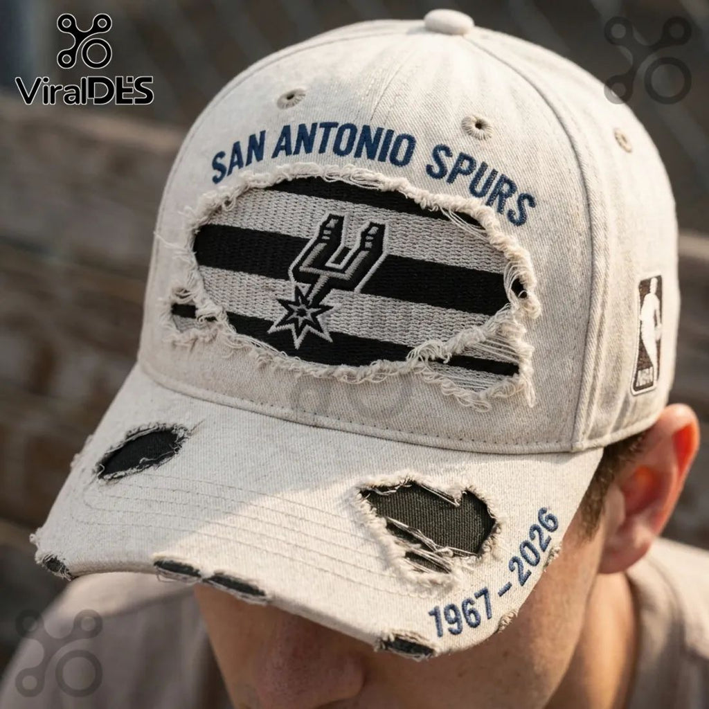 San Antonio Spurs 1967-2026 Anniversary Distressed Baseball Cap