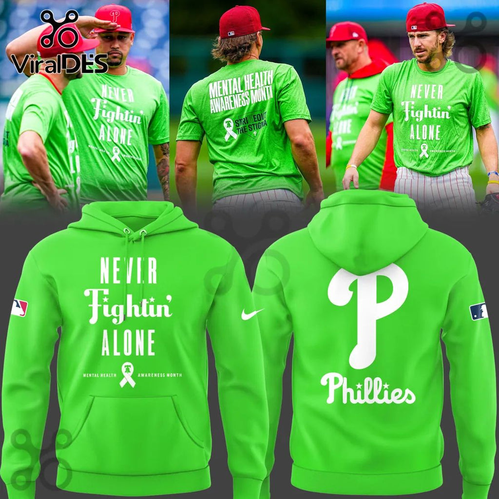 Philadelphia Phillies Mental Health Awareness Month Green Hoodie